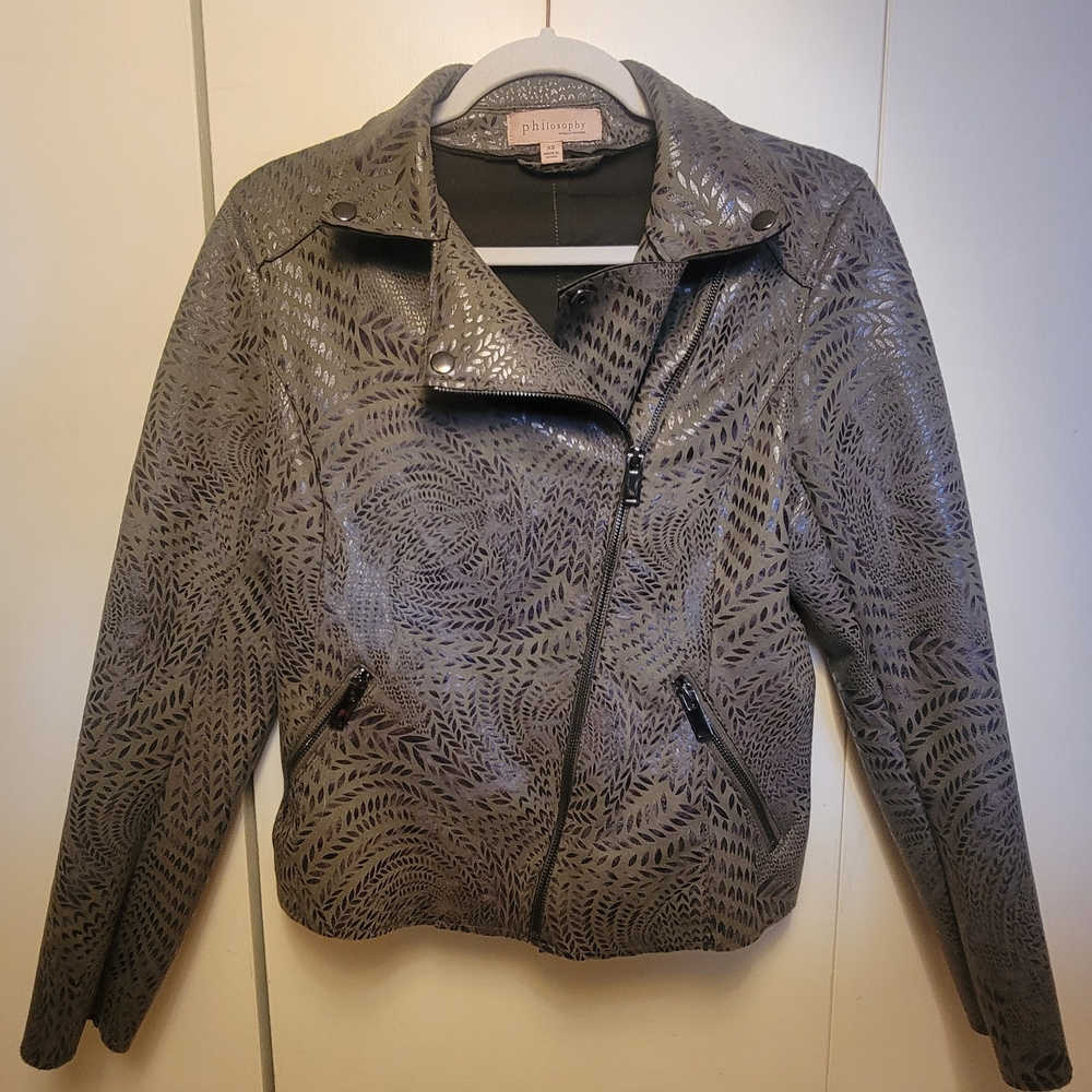Philosophy Laser-Cut Gray Moto Jacket
